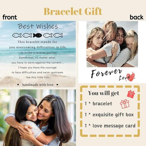 Inspirational Gifts for Women Men,Swimming Against The Current,Through The Waves of Life,Encouragement Bracelet for Best Friends Mom Daughter Sister,Spiritual Faith Gift for Birthday Christmas in Saudi Arabia