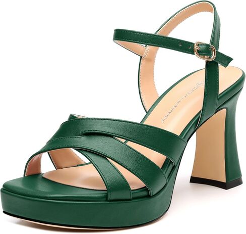 Women's Chunky Platform High Heels Block Heeled Sandals Open Square Toe Ankle Strap Dress Wedding Party Sandal Shoes 3.3'' in Saudi Arabia