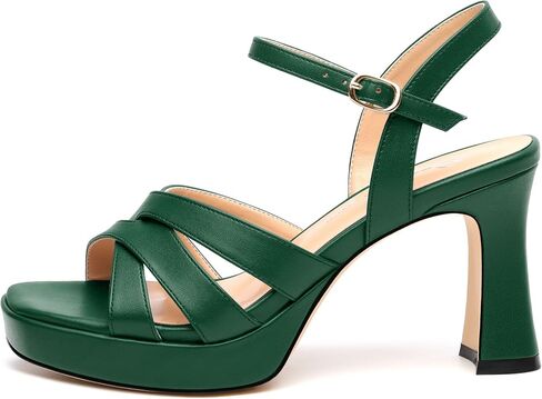 Women's Chunky Platform High Heels Block Heeled Sandals Open Square Toe Ankle Strap Dress Wedding Party Sandal Shoes 3.3'' in Saudi Arabia