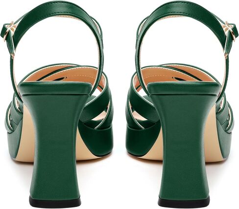 Women's Chunky Platform High Heels Block Heeled Sandals Open Square Toe Ankle Strap Dress Wedding Party Sandal Shoes 3.3'' in Saudi Arabia