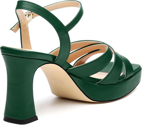 Women's Chunky Platform High Heels Block Heeled Sandals Open Square Toe Ankle Strap Dress Wedding Party Sandal Shoes 3.3'' in Saudi Arabia