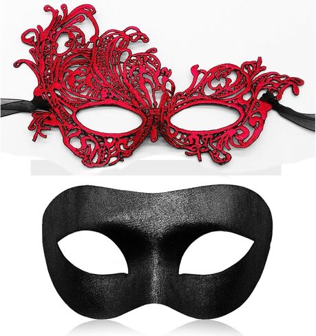 قناع تنكر الزوجين للنساء رجال قناع فينيسيان هالوين قناع الحفلات للحفلات حفلة الرموز الراقصة الأزياء الدانتيل in Kuwait