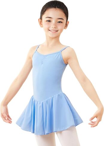 Girls Dance Leotards Back Cross Camisole Dance Dress Ballet Leotards with Skirt in Saudi Arabia