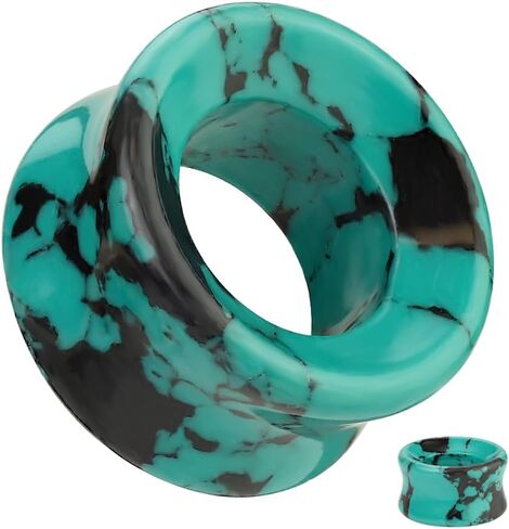 Ear gauges Hollow Organic Stone Teal Howlite Flesh Tunnel Eyelet Plugs SoScene in Saudi Arabia