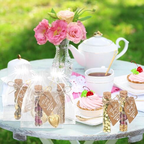 12 Sets Tea Party Favors Tea Party Decorations Bulk for Guests Include Heart Shaped Infuser Glass Jar Thank You Gift Tag Drawstring Organza Bag for Wedding Bridal Shower Souvenir in Saudi Arabia