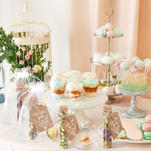 12 Sets Tea Party Favors Tea Party Decorations Bulk for Guests Include Heart Shaped Infuser Glass Jar Thank You Gift Tag Drawstring Organza Bag for Wedding Bridal Shower Souvenir in Saudi Arabia