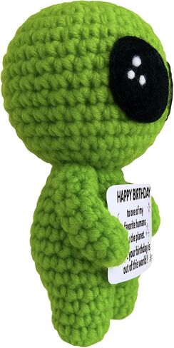 MAMAGIFTREE Funny Birthday Gifts for Man or Woman - Handmade Crochet Alien Plush with Inspirational Birthday Message - Small Bday Stuff for Friends, Teens, Coworkers, Sci-Fi Lovers - Party Favor in Saudi Arabia