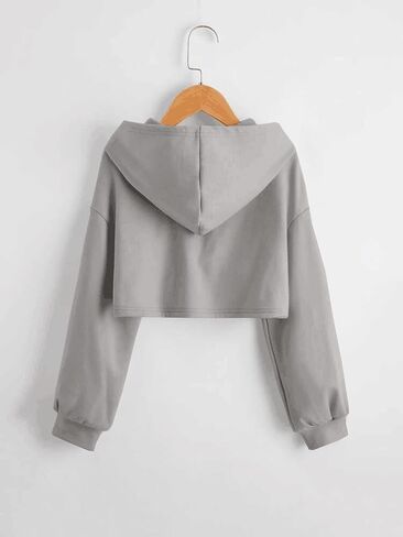 Meilidress Kids Girl's Crop Tops Hoodies Long Sleeve Cute Drawstring Pullover Sweatshirts in Saudi Arabia