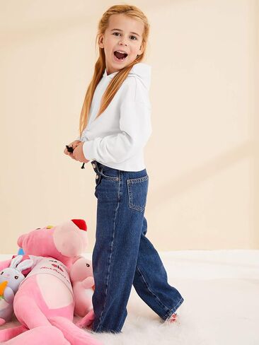 Meilidress Kids Girl's Crop Tops Hoodies Long Sleeve Cute Drawstring Pullover Sweatshirts in Saudi Arabia