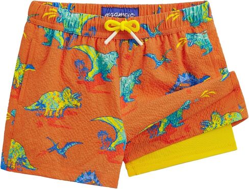 maamgic Boys Swim Trunks with Compression Liner Seersucker Swim Shorts Recycled Toddler Swimsuit in Saudi Arabia