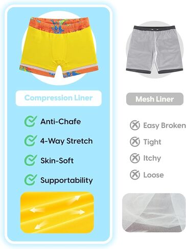 maamgic Boys Swim Trunks with Compression Liner Seersucker Swim Shorts Recycled Toddler Swimsuit in Saudi Arabia