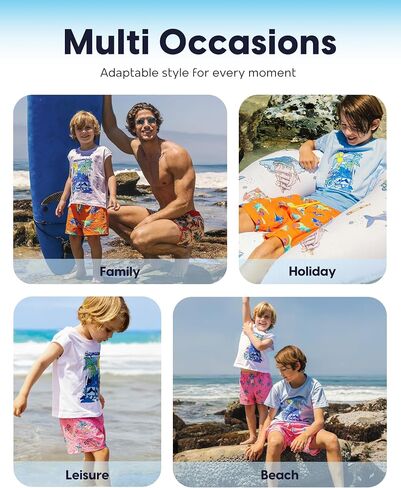 maamgic Boys Swim Trunks with Compression Liner Seersucker Swim Shorts Recycled Toddler Swimsuit in Saudi Arabia