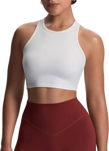Aoxjox Women's Woman's Olcyless Tank Tops Crew Neck Racerback Treasable بدون صالة رياضية مبطنة يوجا محصول in Saudi Arabia