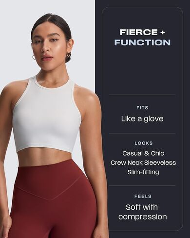 Aoxjox Women's Woman's Olcyless Tank Tops Crew Neck Racerback Treasable بدون صالة رياضية مبطنة يوجا محصول in Saudi Arabia