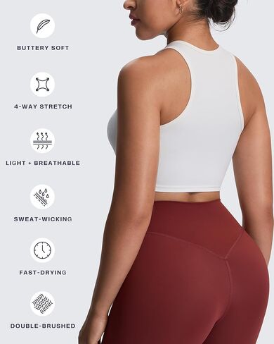 Aoxjox Women's Woman's Olcyless Tank Tops Crew Neck Racerback Treasable بدون صالة رياضية مبطنة يوجا محصول in Saudi Arabia