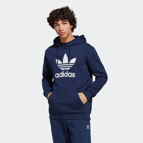 adidas Originals Men's Adicolor Classics Trefoil Hoodie, Black/White, XX-Large in Saudi Arabia