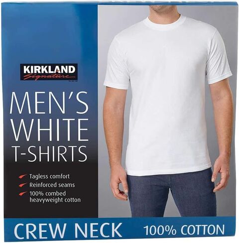 Kirkland Signature Men's Crew Neck Tee 100% Combed Heavyweight Cotton T-Shirts (Pack of 6) in Kuwait