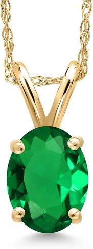 Gem Stone King 10K Yellow Gold 7X5MM Oval Gemstone Birthstone Solitaire Pendant Necklace | Gold Necklace for Women | 18 Inch Gold Chain in Saudi Arabia