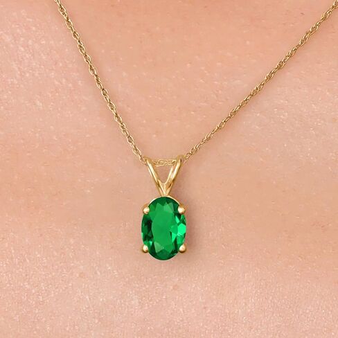 Gem Stone King 10K Yellow Gold 7X5MM Oval Gemstone Birthstone Solitaire Pendant Necklace | Gold Necklace for Women | 18 Inch Gold Chain in Saudi Arabia