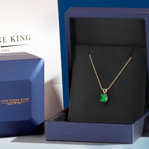 Gem Stone King 10K Yellow Gold 7X5MM Oval Gemstone Birthstone Solitaire Pendant Necklace | Gold Necklace for Women | 18 Inch Gold Chain in Saudi Arabia
