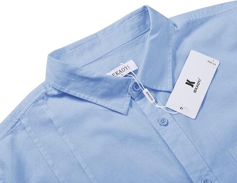 JEKAOYI Mens Casual Long Sleeve Cotton Linen Shirts Buttons Down Solid Plain Roll-Up Sleeve Summer Beach Shirts in Saudi Arabia
