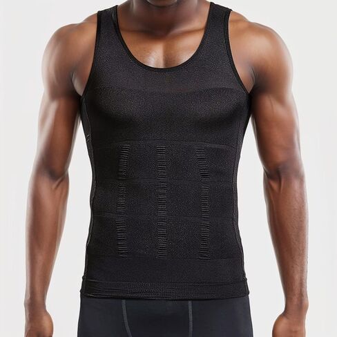 Mens Slimming Body Shaper Vest Chest Compression Shirt Workout Tank Tops Abs Abdomen Undershirts Tummy Control in Kuwait