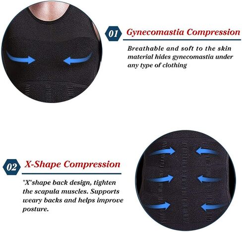 Mens Slimming Body Shaper Vest Chest Compression Shirt Workout Tank Tops Abs Abdomen Undershirts Tummy Control in Kuwait