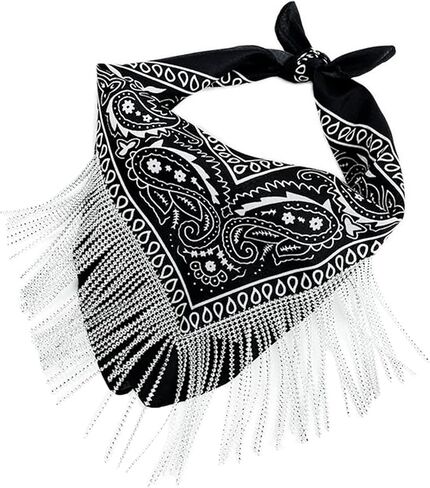 Clobeau Disco مهزلة Bandana Cowboy Cowgirl Western Bachelorette Bandanas Sparkly Rhinestone Fringe Bandanas for Women Men in Saudi Arabia