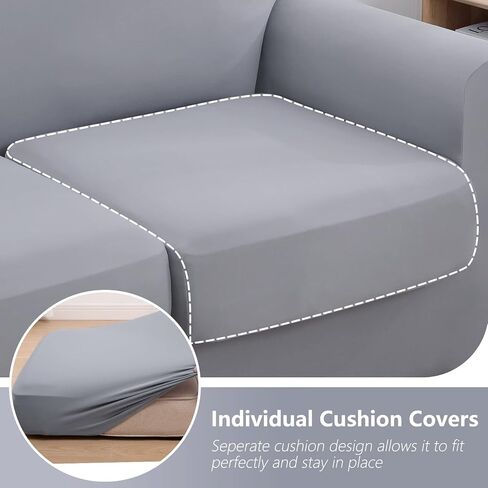 hyha 4 Pieces Couch Covers for 3 Cushion Couch, Sofa Covers Washable Soft Sofa Slipcovers, Stretch Couch Covers for Dogs, Furniture Protector with Elastic Straps (Sofa, Dark Gray) in Kuwait