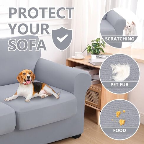 hyha 4 Pieces Couch Covers for 3 Cushion Couch, Sofa Covers Washable Soft Sofa Slipcovers, Stretch Couch Covers for Dogs, Furniture Protector with Elastic Straps (Sofa, Dark Gray) in Kuwait