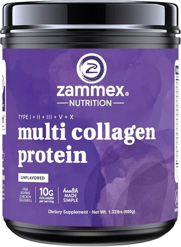 Zammex Multi Collagen Peptides, 5 Types of Hydrolyzed Collagen Unflavored Protein Powder, 60 Serving, Premium Grass-Fed Beef, Chicken, Wild Fish, Eggshell, Keto & Paleo Friendly, Easy Mix in Saudi Arabia