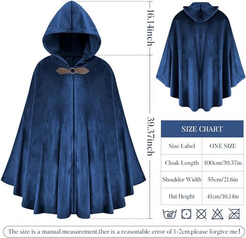 JIURUN زي الهالوين عباءة عصر النهضة مع غطاء محرك السيارة، عباءة مخملية بقلنسوة على شكل هوبيت من القرون الوسطى للرجال والنساء in Kuwait