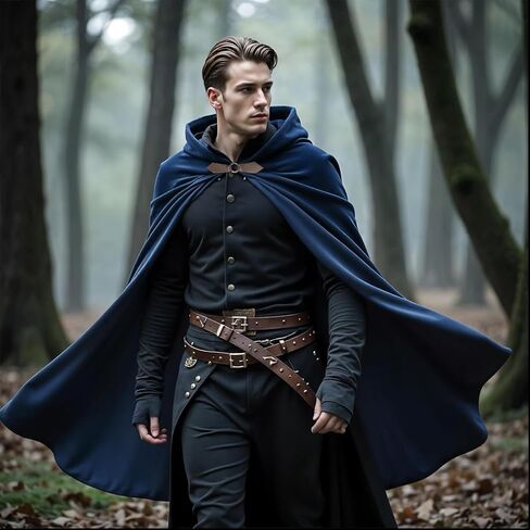 JIURUN زي الهالوين عباءة عصر النهضة مع غطاء محرك السيارة، عباءة مخملية بقلنسوة على شكل هوبيت من القرون الوسطى للرجال والنساء in Kuwait