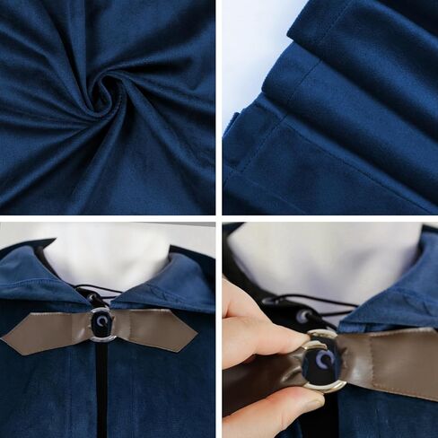 JIURUN زي الهالوين عباءة عصر النهضة مع غطاء محرك السيارة، عباءة مخملية بقلنسوة على شكل هوبيت من القرون الوسطى للرجال والنساء in Kuwait