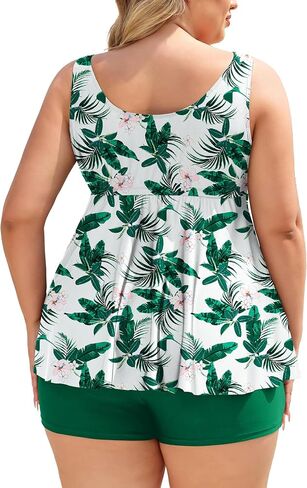 COOTRY Plus Size Tankini Swimsuits for Women Two Piece Bathing Suit Modest Swim Suit Flowy Swimwear with Boyshorts in Saudi Arabia