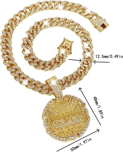 Hip-hop Cuban Chain, Rhinestone Pendant Necklace Jewelry For Men，Men's Fashion Jewelry，Women's Jewelry in Saudi Arabia