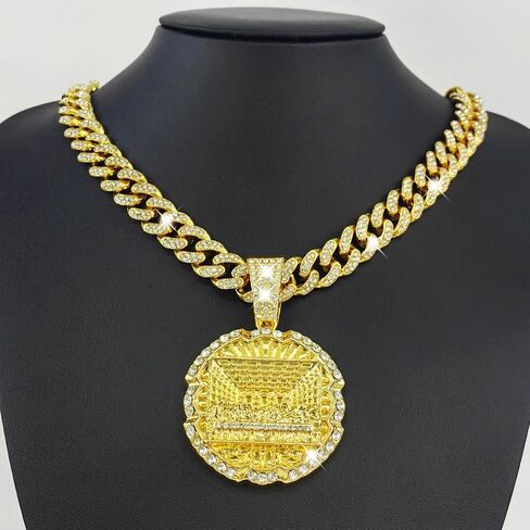 Hip-hop Cuban Chain, Rhinestone Pendant Necklace Jewelry For Men，Men's Fashion Jewelry，Women's Jewelry in Saudi Arabia