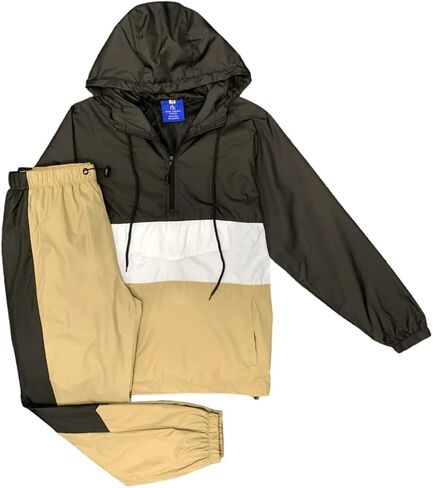 Men’s 2-Piece Quarter Zip Pullover Windbreaker Tracksuit Jogger Sports Mesh lined Outfit in Kuwait