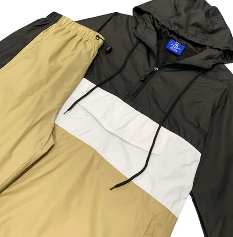 Men’s 2-Piece Quarter Zip Pullover Windbreaker Tracksuit Jogger Sports Mesh lined Outfit in Kuwait