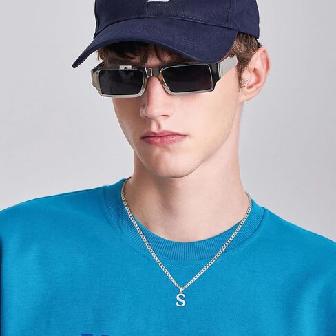 Initial A-Z Letter Pendant Necklace for Men 18K Gold Plated Capital Initial Necklace Cuban Link Chain 4mm 20 Inch Jewelry Gift in Kuwait