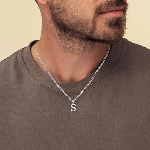Initial A-Z Letter Pendant Necklace for Men 18K Gold Plated Capital Initial Necklace Cuban Link Chain 4mm 20 Inch Jewelry Gift in Kuwait