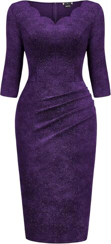 Miusol Women's Retro Ruffle Style 3/4 Sleeve Sparkly Cocktail Dress in Saudi Arabia