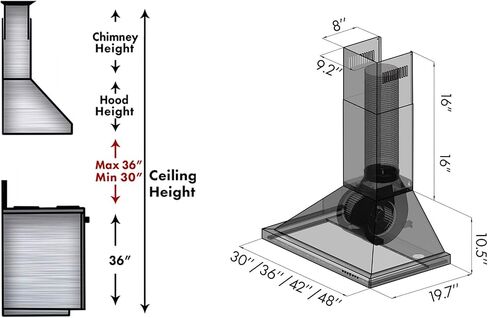 ZLINE 36 in. Convertible Vent Wall Mount Range Hood in Stainless Steel with Crown Molding (KBCRN-36) in Kuwait