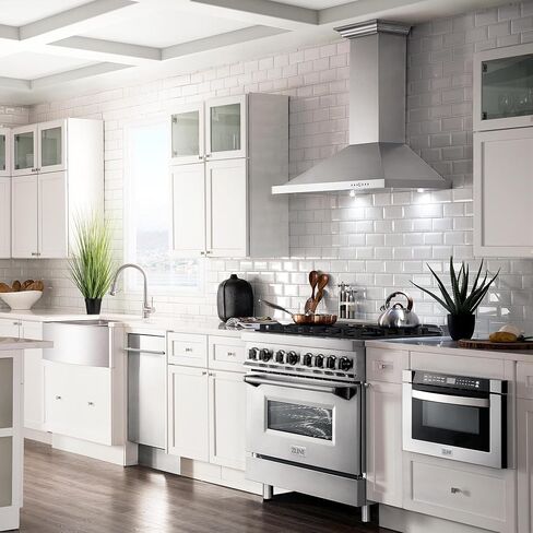 ZLINE 36 in. Convertible Vent Wall Mount Range Hood in Stainless Steel with Crown Molding (KBCRN-36) in Kuwait
