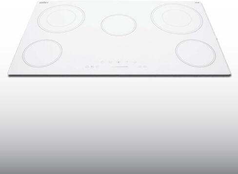 Summit Appliance CR5B30T8W 30" Wide 5-Burner Radiant Cooktop, White, Ceramic Glass Surface, Digital Touch Controls, 9 Power Levels, Programmable Timer, Residual Heat Indicator, 208-240v Operation in Saudi Arabia