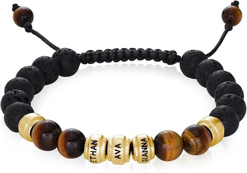 MYKA - Personalized Mens Engraved Bracelet Stainless Steel Buckle & Leather Band - Custom Inscribed ID - Any Name or Initials - Jewelry For Father’s Day, Christmas, Birthday - Gift for Him, Father, Boyfriend, Men, Brother in Saudi Arabia