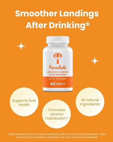 Parachute - Smoother Landings After Drinking | Dihydromyricetin DHM | Milk Thistle | 60 Tablets in Saudi Arabia