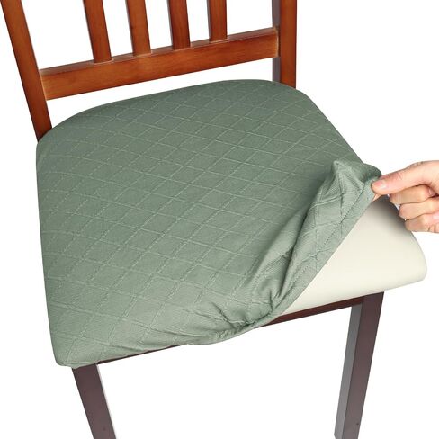 أغطية مقعد الكرسي المقاوم للماء Yikko ، والتحقق من أغطية مقعد Jacquard Ekedalen لتناول الطعام في مطعم المطبخ ، واقي وسادة مقعد كرسي قابل للغسل القابل للإزالة (2 ، أخضر) in Kuwait