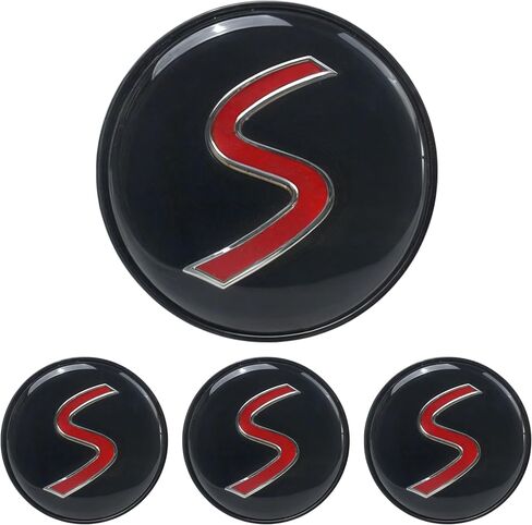 4pcs Center Wheel Caps 53 مم مناسبة لـ Mini Cooper S R53 R56 ، Fit for Mini Cooper Clubman R55 ، HubCap Hub Badge ، أغطية Red S Center ، أغطية أغطية قطع الغيار ، in Saudi Arabia