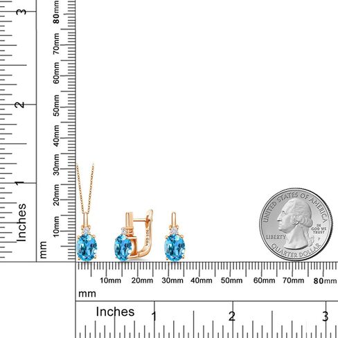 GEM Stone King Gemstone Birthstone and Lab Grown Diamond Pendant and Accorts Jewelry for Women in 18k Rose Gold Placed | بيضاوي 8x6mm وجولة 2.5mm | بسلسلة 18 بوصة in Kuwait